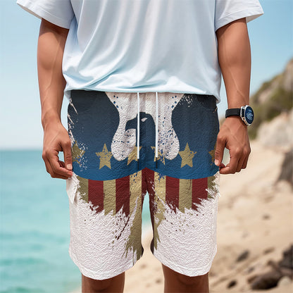 Patriotic American Eagle Print Men's Cargo Shorts