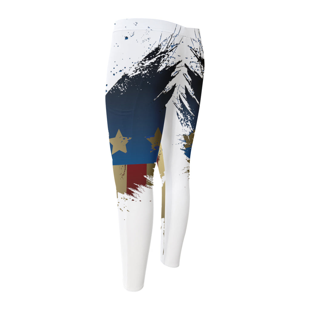 Patriotic American Eagle Print Men's Compression Pants