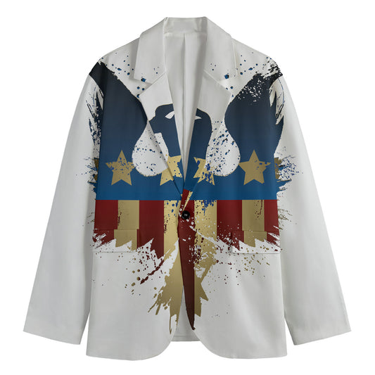 Patriotic American Eagle Print Men's Cotton Blazer