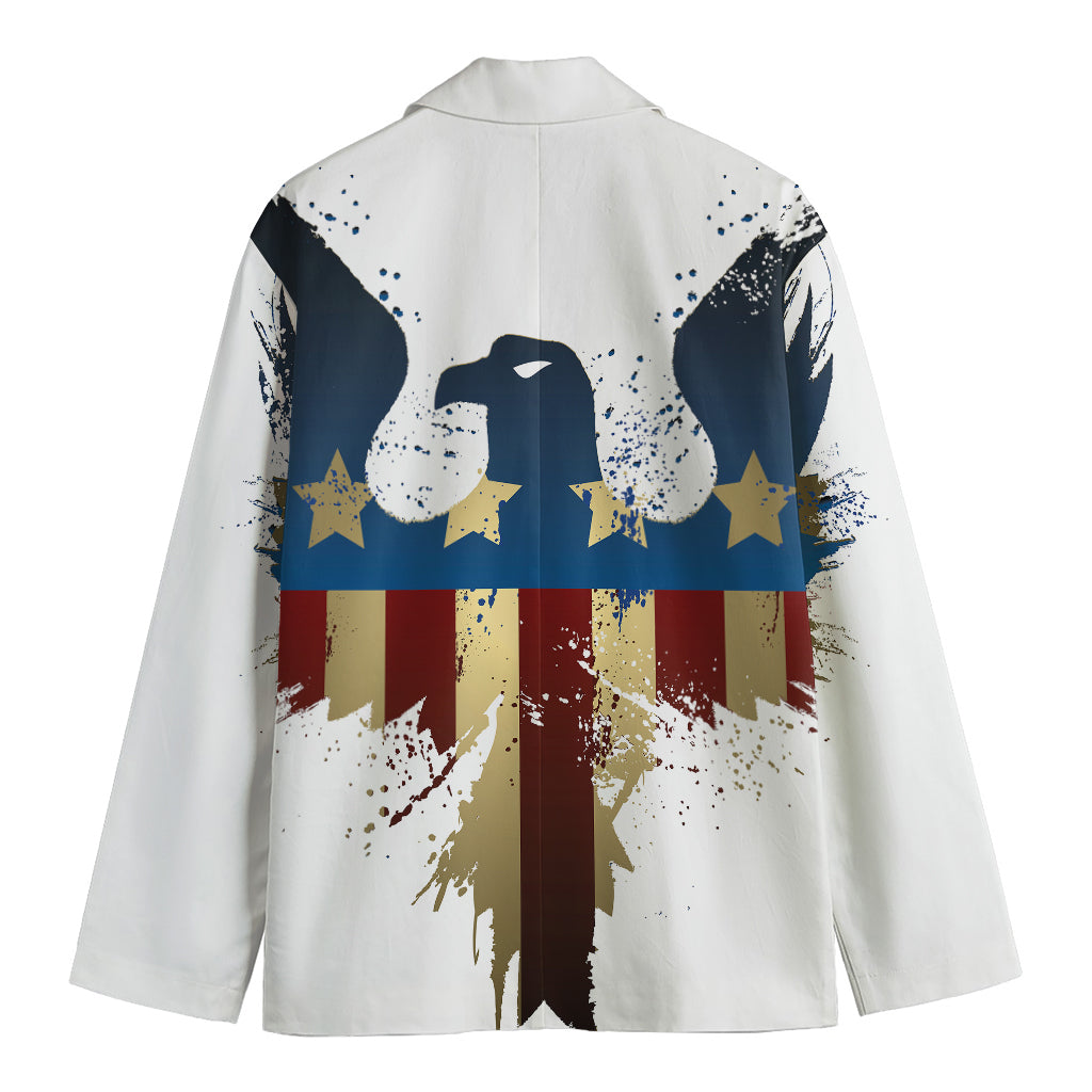 Patriotic American Eagle Print Men's Cotton Blazer