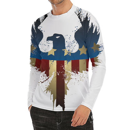 Patriotic American Eagle Print Men's Long Sleeve Rash Guard