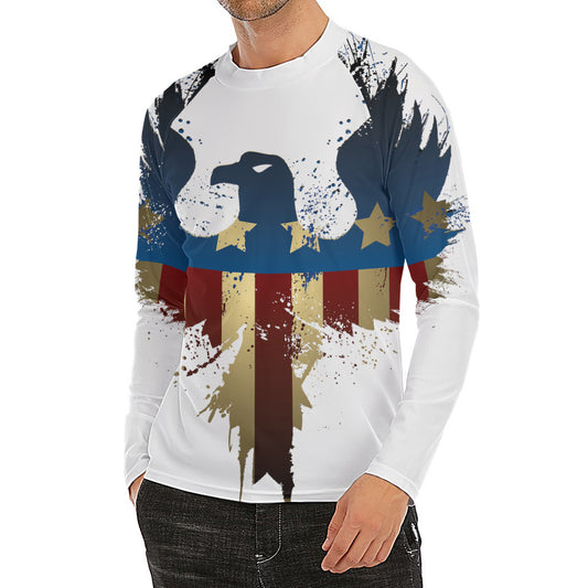 Patriotic American Eagle Print Men's Long Sleeve Rash Guard