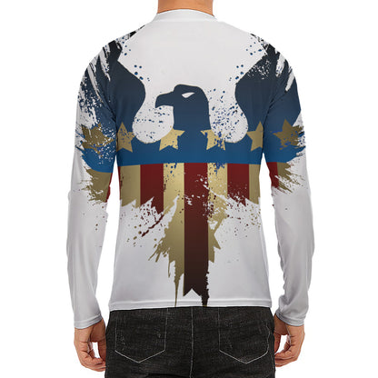 Patriotic American Eagle Print Men's Long Sleeve Rash Guard