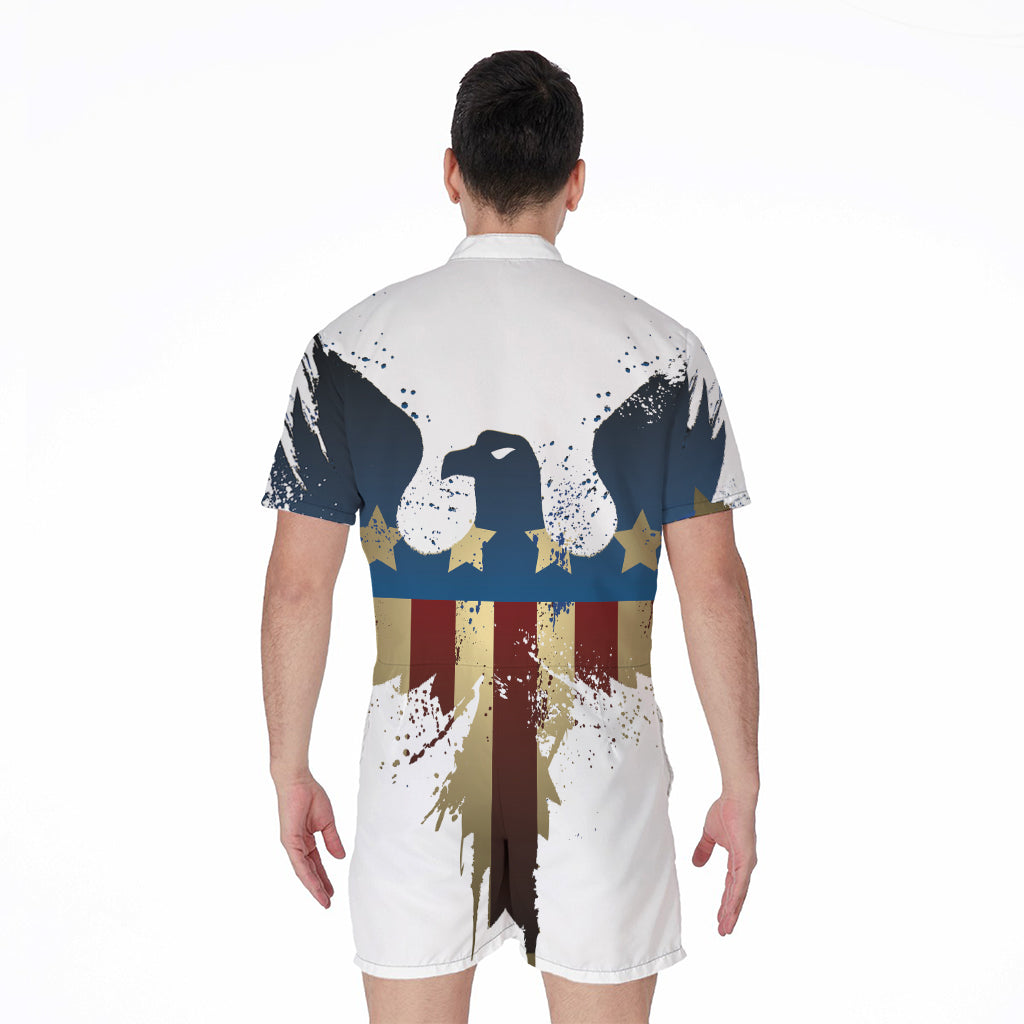 Patriotic American Eagle Print Men's Rompers