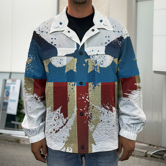Patriotic American Eagle Print Men's Shirt Jacket