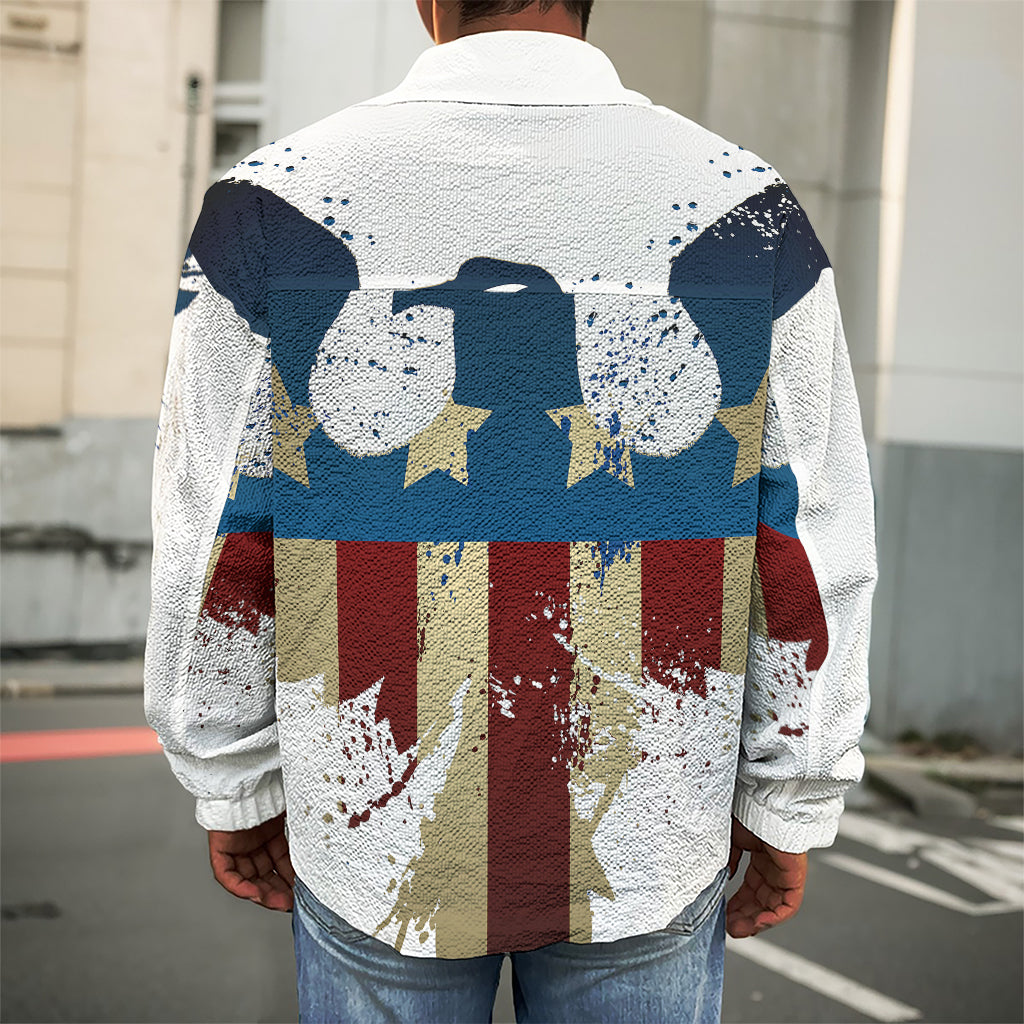 Patriotic American Eagle Print Men's Shirt Jacket