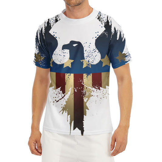 Patriotic American Eagle Print Men's Short Sleeve Rash Guard