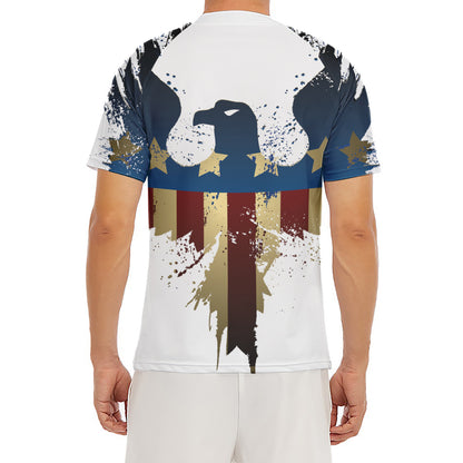 Patriotic American Eagle Print Men's Short Sleeve Rash Guard