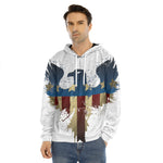 Patriotic American Eagle Print Men's Velvet Pullover Hoodie