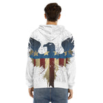 Patriotic American Eagle Print Men's Velvet Pullover Hoodie