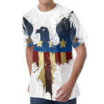 Patriotic American Eagle Print Men's Velvet T-Shirt