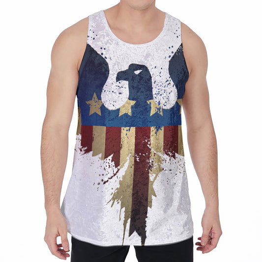 Patriotic American Eagle Print Men's Velvet Tank Top
