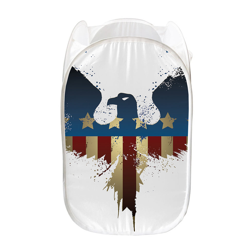 Patriotic American Eagle Print Mesh Laundry Hamper