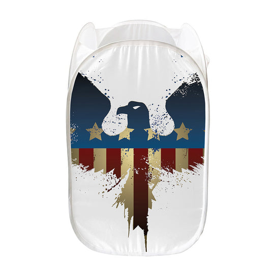 Patriotic American Eagle Print Mesh Laundry Hamper