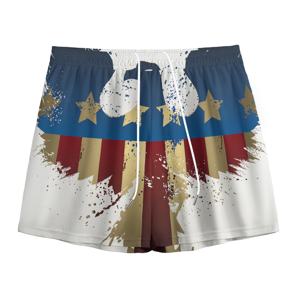 Patriotic American Eagle Print Mesh Shorts
