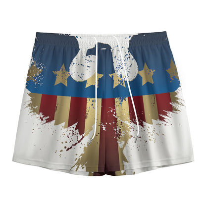 Patriotic American Eagle Print Mesh Shorts