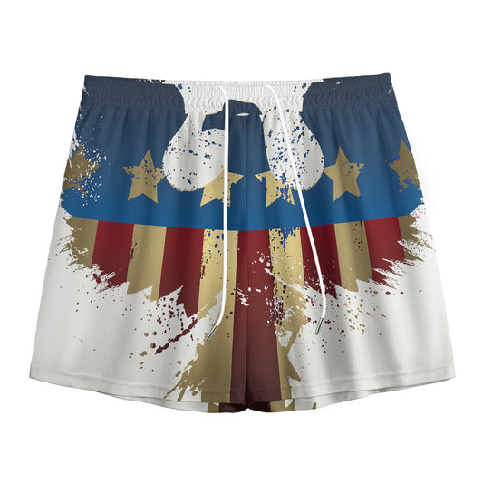 Patriotic American Eagle Print Mesh Shorts