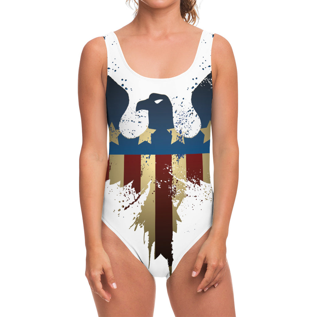 Patriotic American Eagle Print One Piece Swimsuit