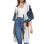 Patriotic American Eagle Print Open Front Beach Cover Up