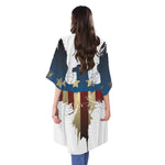 Patriotic American Eagle Print Open Front Beach Cover Up