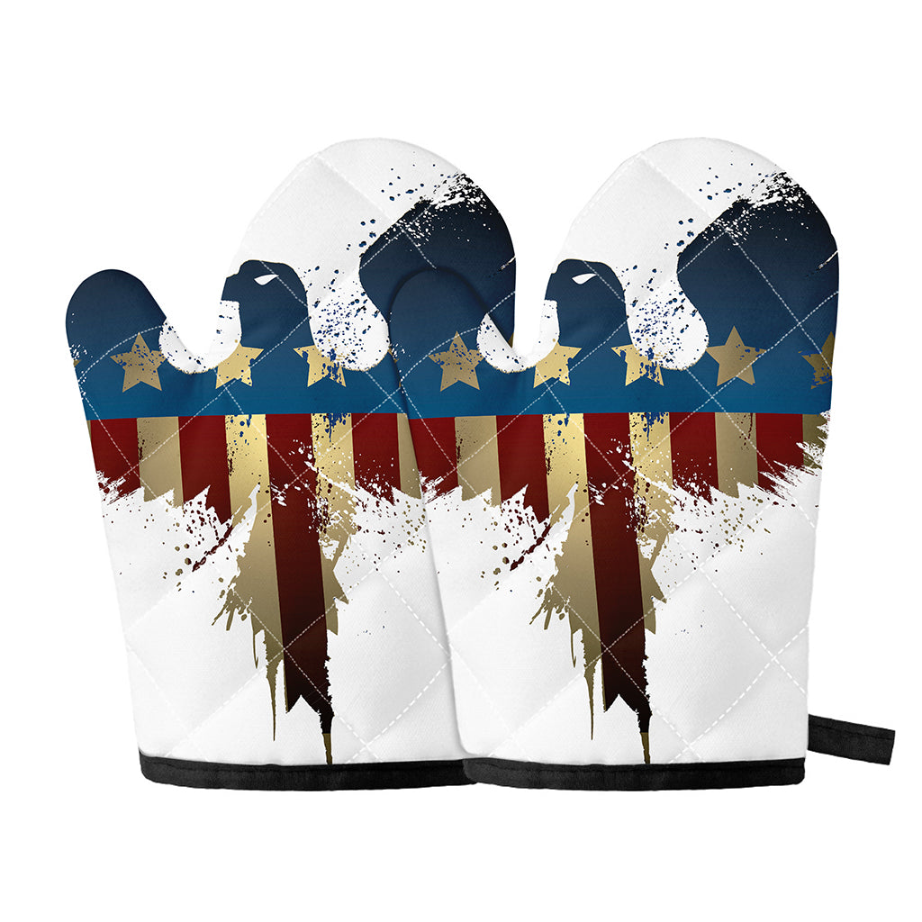 Patriotic American Eagle Print Oven Mitts