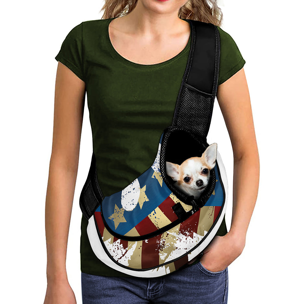 Patriotic American Eagle Print Pet Sling Carrier