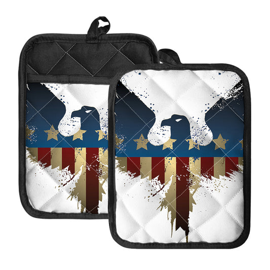 Patriotic American Eagle Print Pot Holders With Pocket