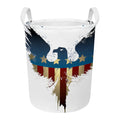 Patriotic American Eagle Print Round Laundry Basket