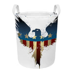 Patriotic American Eagle Print Round Laundry Basket