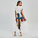 Patriotic American Eagle Print Short Sleeve Maxi Dress