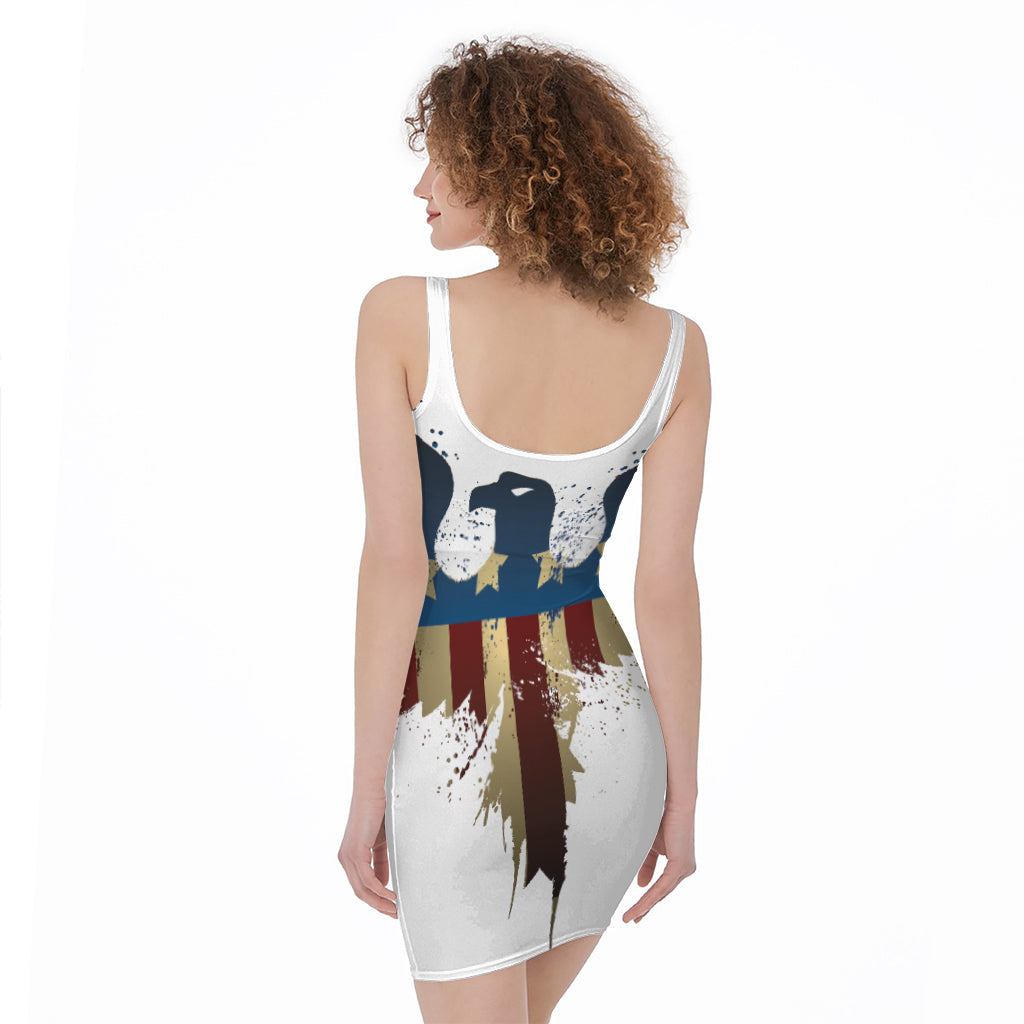Patriotic American Eagle Print Sleeveless Bodycon Dress