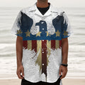 Patriotic American Eagle Print Textured Short Sleeve Shirt