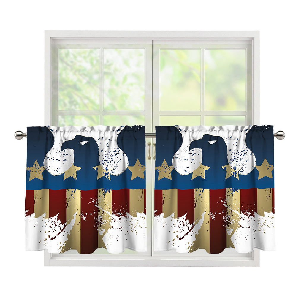 Patriotic American Eagle Print Tier Curtains