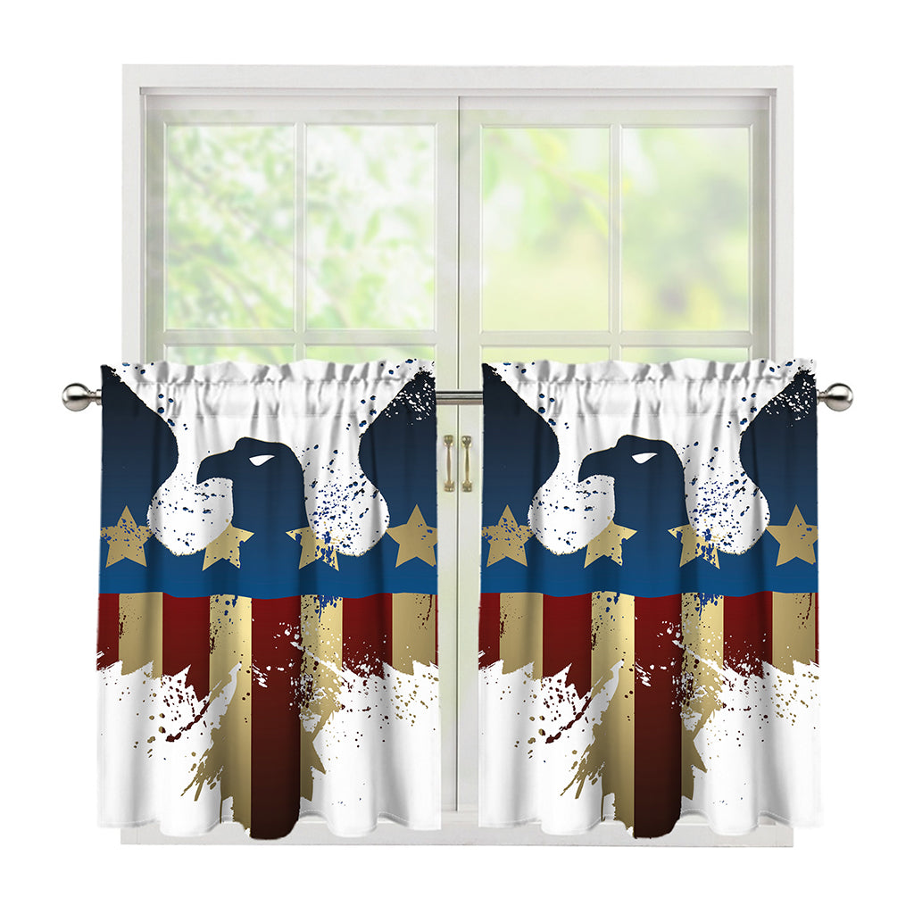 Patriotic American Eagle Print Tier Curtains