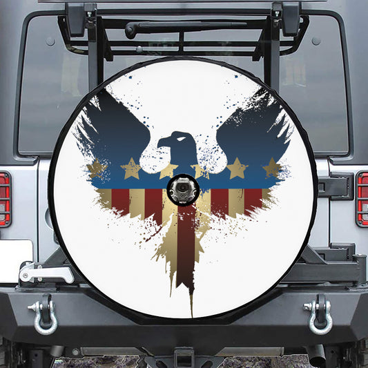 Patriotic American Eagle Print Tire Cover With Camera Hole