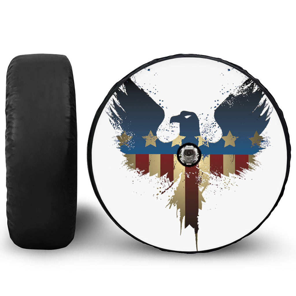 Patriotic American Eagle Print Tire Cover With Camera Hole