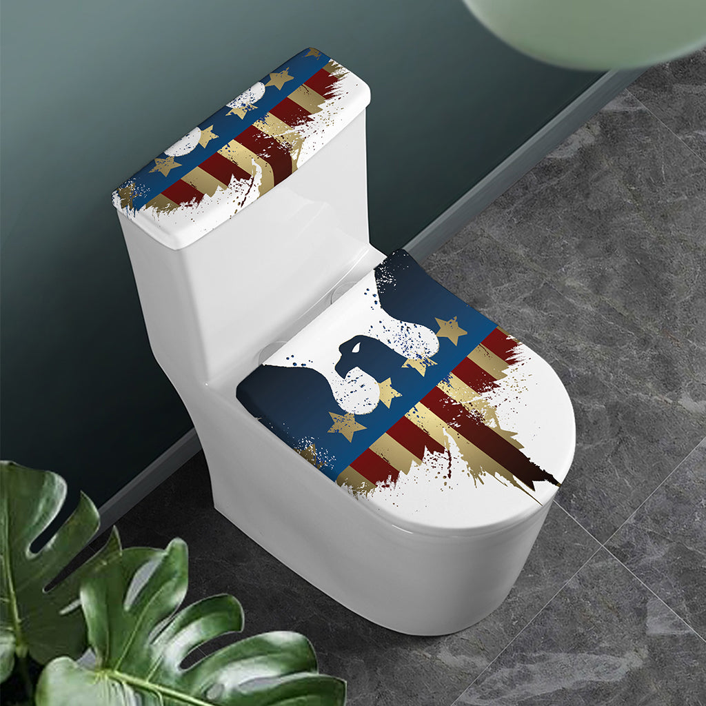 Patriotic American Eagle Print Toilet Lid And Tank Cover Set