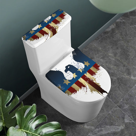 Patriotic American Eagle Print Toilet Lid And Tank Cover Set