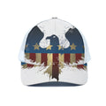 Patriotic American Eagle Print White Mesh Trucker Hat
