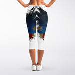 Patriotic American Eagle Print Women's Capri Leggings
