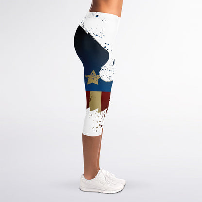 Patriotic American Eagle Print Women's Capri Leggings
