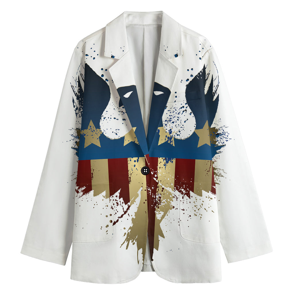 Patriotic American Eagle Print Women's Cotton Blazer