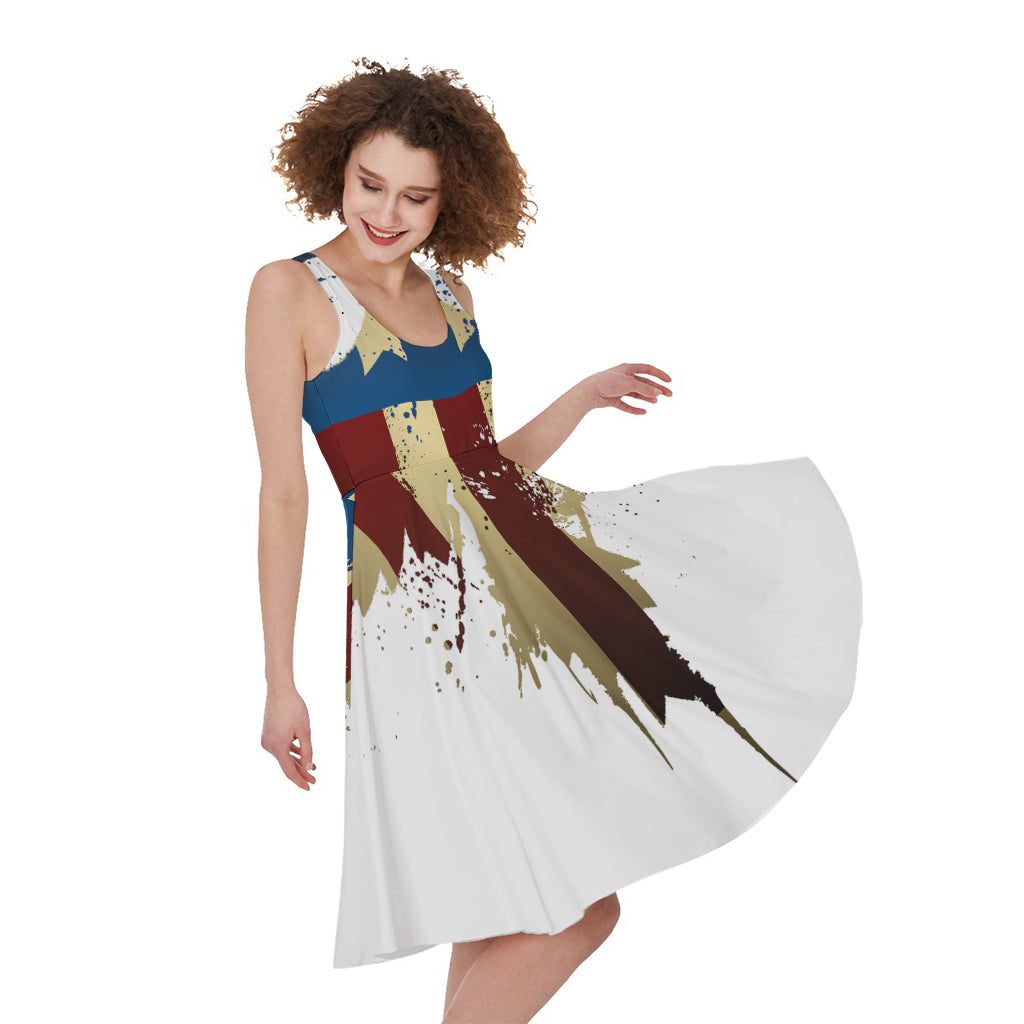 Patriotic American Eagle Print Women's Sleeveless Dress