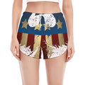 Patriotic American Eagle Print Women's Split Running Shorts
