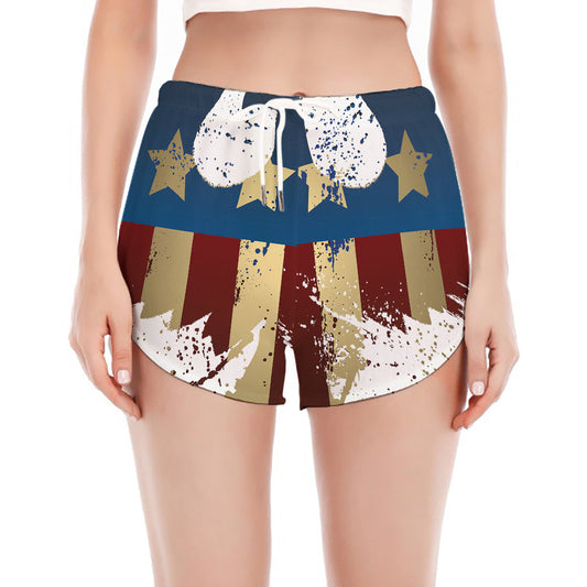 Patriotic American Eagle Print Women's Split Running Shorts