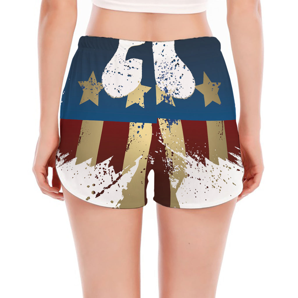 Patriotic American Eagle Print Women's Split Running Shorts