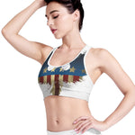 Patriotic American Eagle Print Women's Sports Bra
