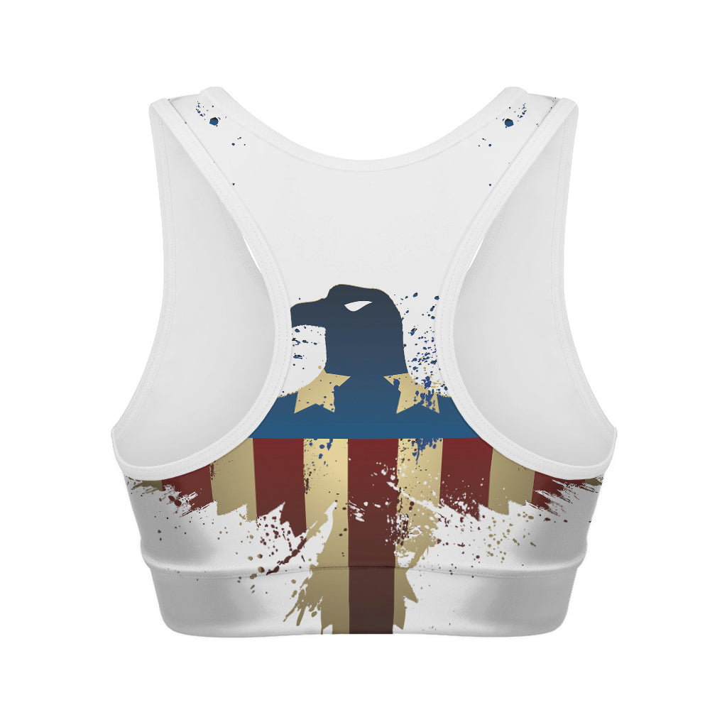 Patriotic American Eagle Print Women's Sports Bra