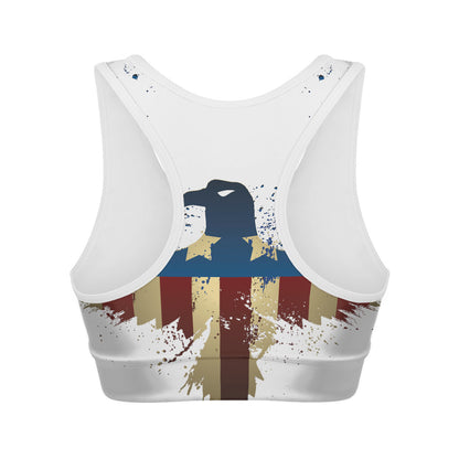 Patriotic American Eagle Print Women's Sports Bra