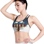 Patriotic American Eagle Print Women's Sports Bra